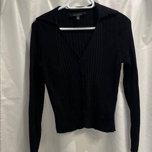 White House Black Market Ribbed Black Cardigan